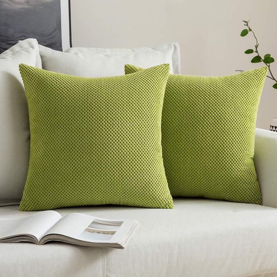 Zachte kussenovertrekken van ribfluweel massief decoratief en vierkant voor op de bank in de slaapkamer of in de auto; set van 2 stuks