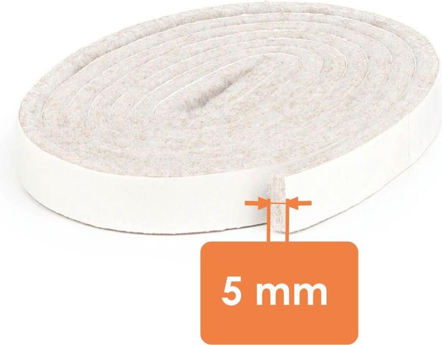GoodlineNL 150 cm Premium Zelfklevend Meubelvilt Dik Plakvilt op Rol Vilt voor Tafel- en Stoelpoten Lichtbruin Dikte: 5mm