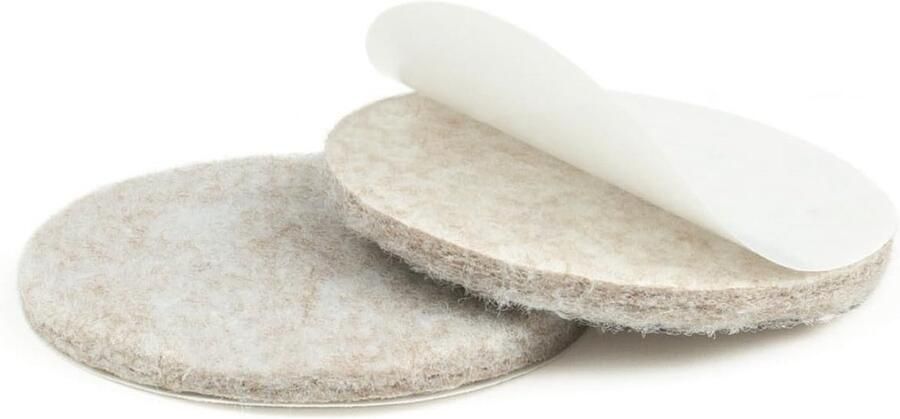 GoodlineNL 20 stuks 2 cm Premium Zelfklevend Meubelvilt Dik Plakvilt Vilt voor Stoel- of Tafelpoten Lichtbruin Rond Dikte: 5mm