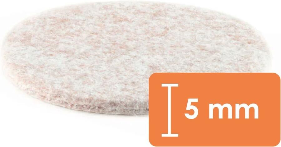 GoodlineNL 10 stuks 4 cm Premium Zelfklevend Meubelvilt Dik Plakvilt Stoelviltjes Lichtbruin Rond Dikte: 5mm