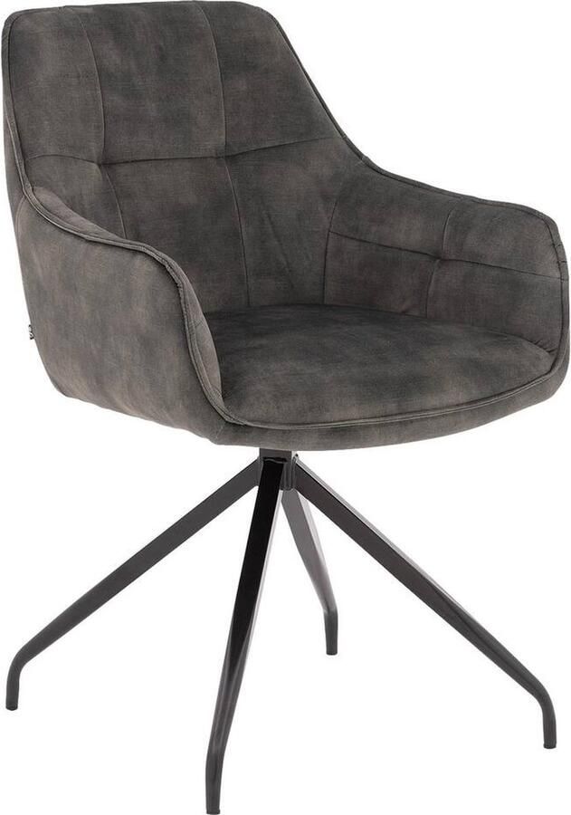 Goossens Basic Goossens Eetkamerstoel Alba Met Armleuning Velvet Groen