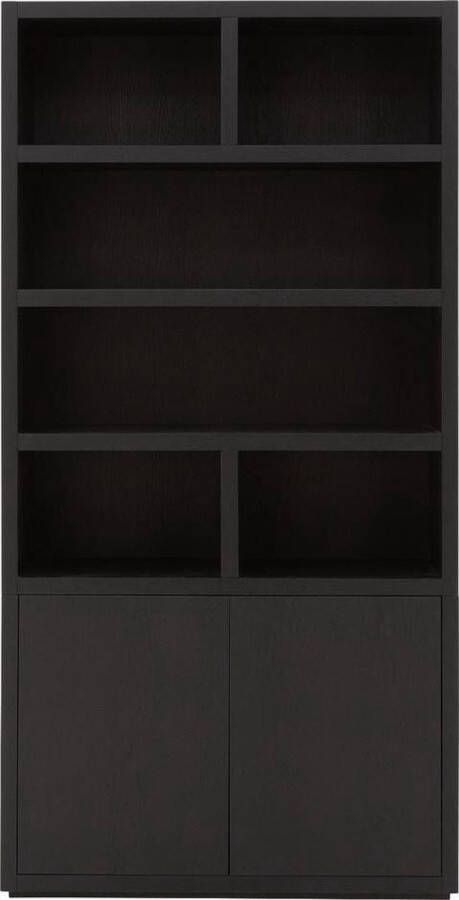 Goossens Buffetkast Barcelona 2 deuren 6 open vakken zwart eiken 108 x 212 x 45 cm stijlvol landelijk - Foto 1