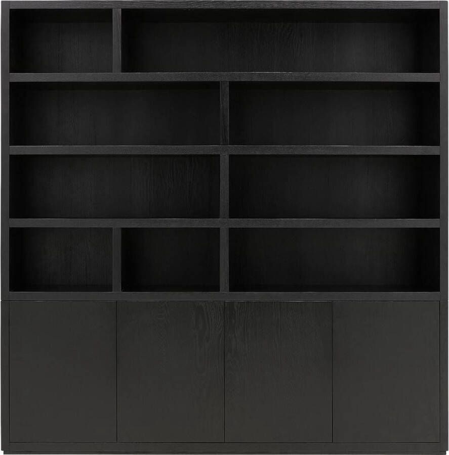 Goossens Buffetkast Barcelona 4 deuren 9 open vakken zwart eiken 208 x 212 x 45 cm stijlvol landelijk - Foto 1