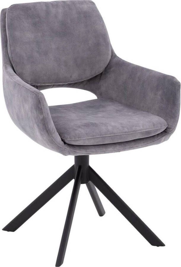 Goossens Eetkamerstoel Daisy Met Armleuning Velvet Grijs