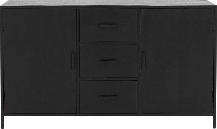 Goossens Dressoir Axilon 2 Deuren 3 Laden Hout Zwart