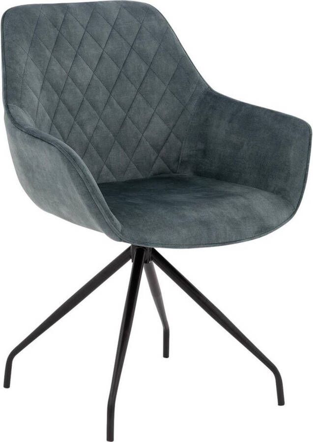 Goossens Eetkamerstoel Ebi Met Armleuning Velvet Blauw