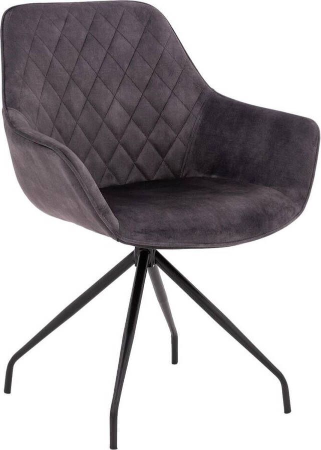 Goossens Eetkamerstoel Ebi Met Armleuning Velvet Grijs