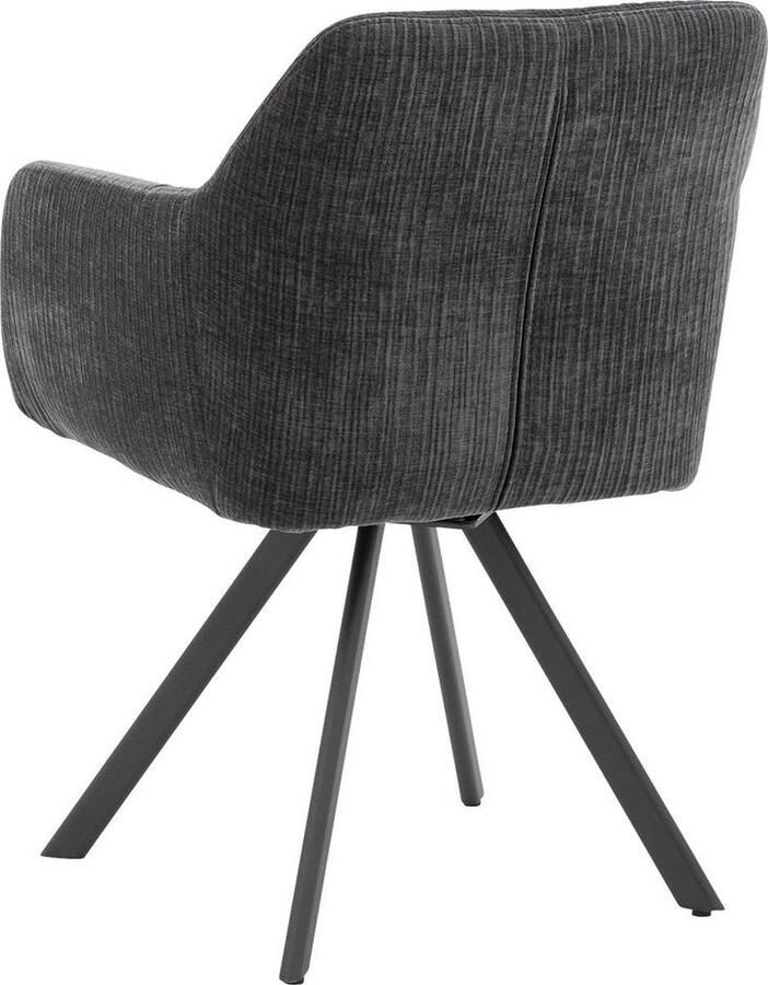 Goossens Excellent Eetkamerstoel Binn grijs stof met draaifunctie met armleuning stijlvol landelijk