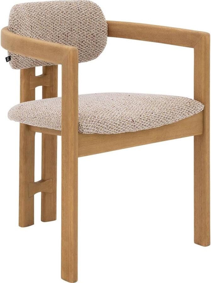 Goossens Excellent Goossens Eetkamerstoel Casper Met Armleuning Stof Goud