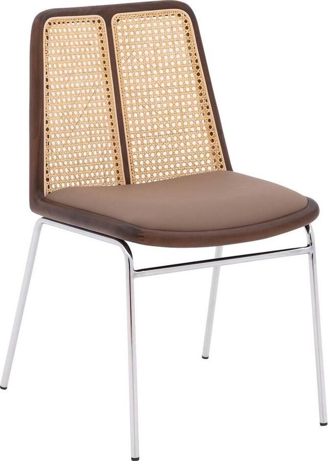 Goossens Excellent Goossens Eetkamerstoel Elodie Zonder Armleuning Kunstleer Bruin