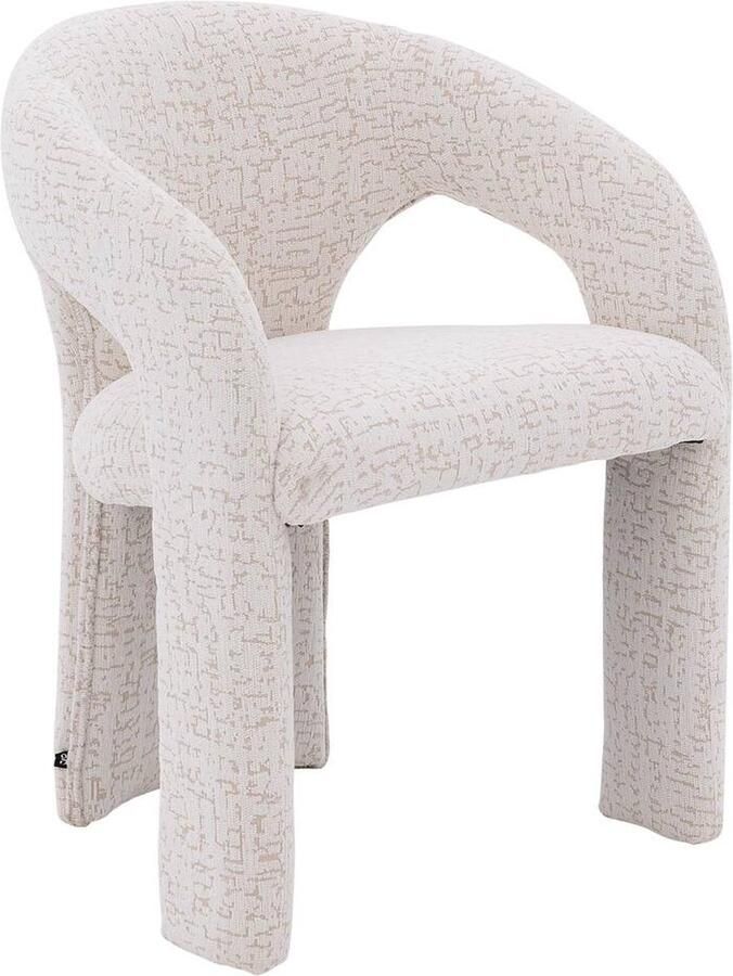 Goossens Excellent Goossens Eetkamerstoel Mirabile Met Armleuning Stof Wit