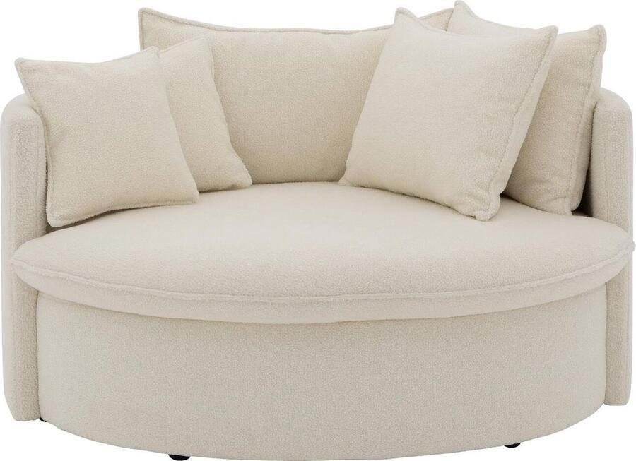 Goossens Bonbon fauteuil Teddy stof Wit 140 x 88 x 120 cm