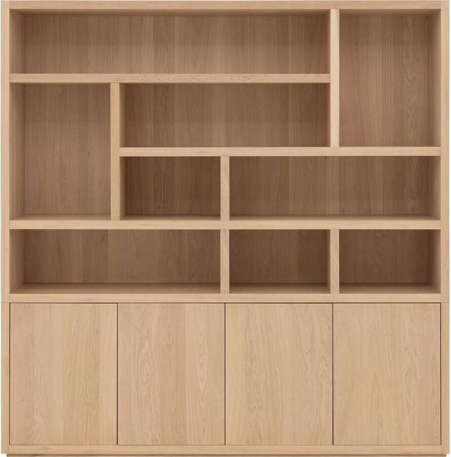 Goossens Buffetkast Barcelona 4 Deuren 9 Open Vakken (verticale Layout) Hout Blank