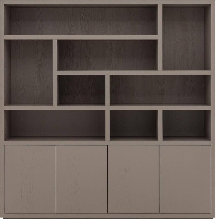 Goossens Buffetkast Barcelona 4 Deuren 9 Open Vakken (verticale Layout) Hout Bruin