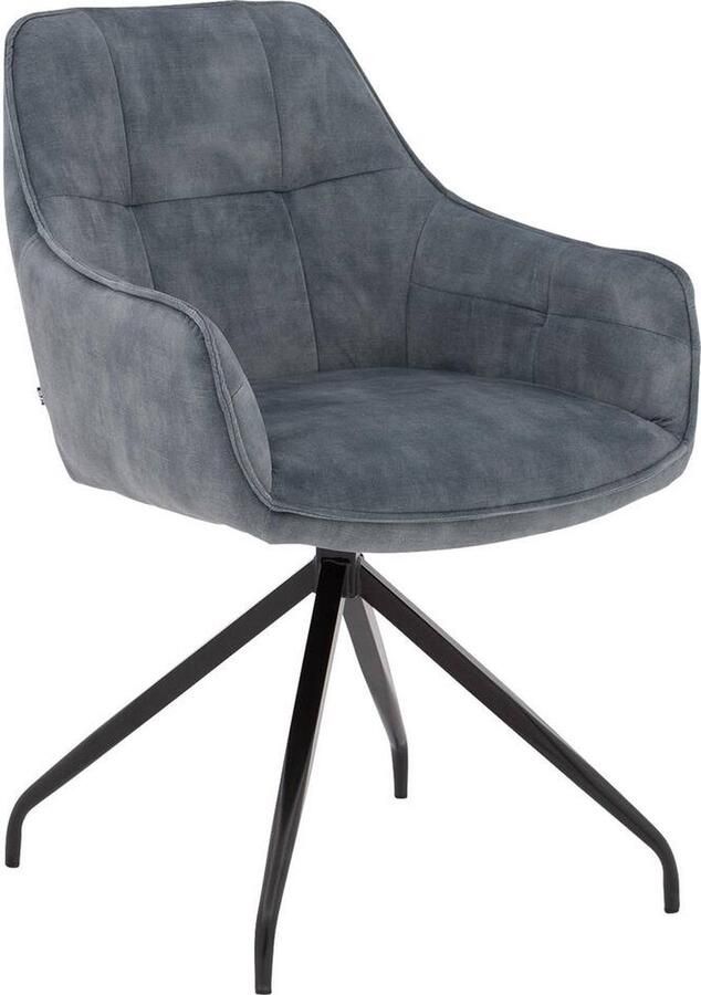 Goossens Eetkamerstoel Alba Met Armleuning Velvet Blauw