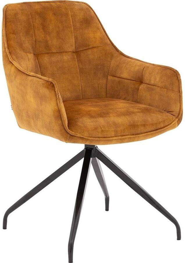 Goossens Eetkamerstoel Alba Met Armleuning Velvet Goud