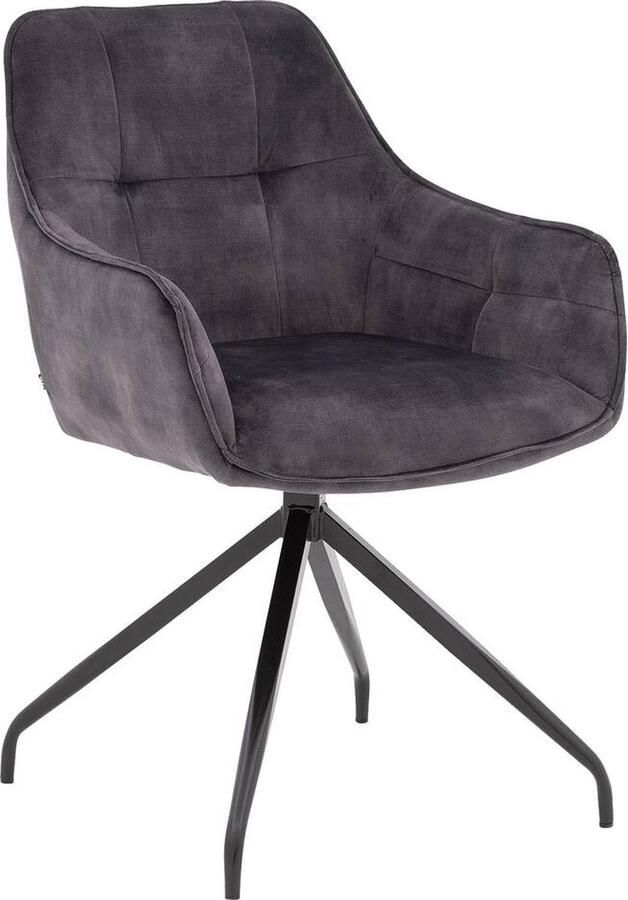 Goossens Eetkamerstoel Alba Met Armleuning Velvet Grijs