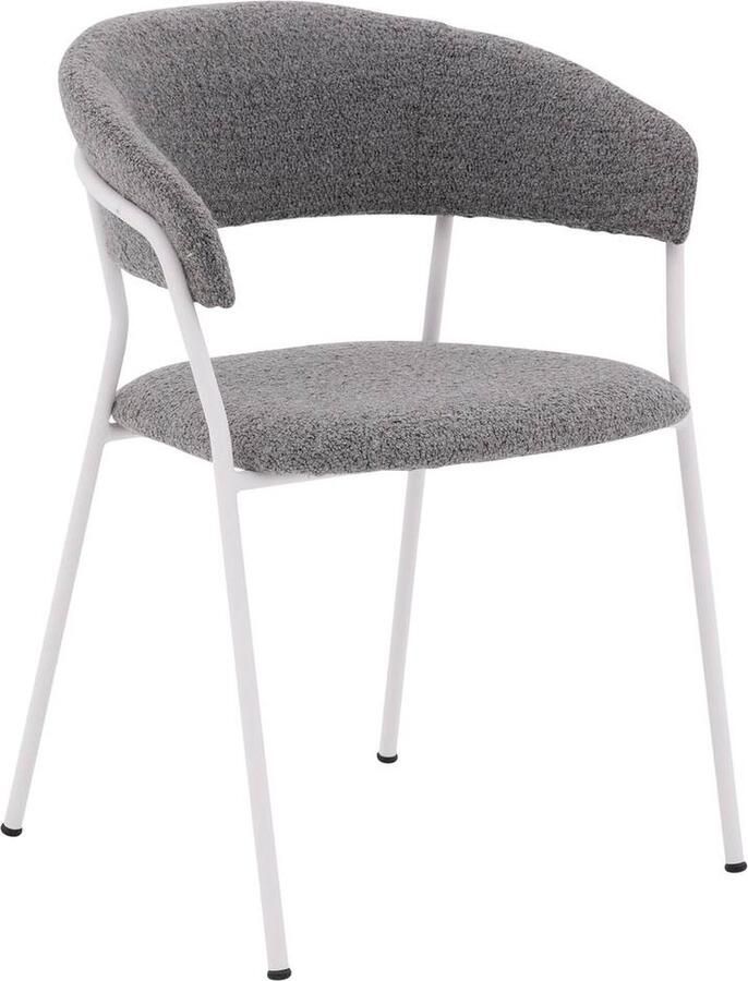 Goossens Eetkamerstoel Ce Met Armleuning Teddy Stof Grijs