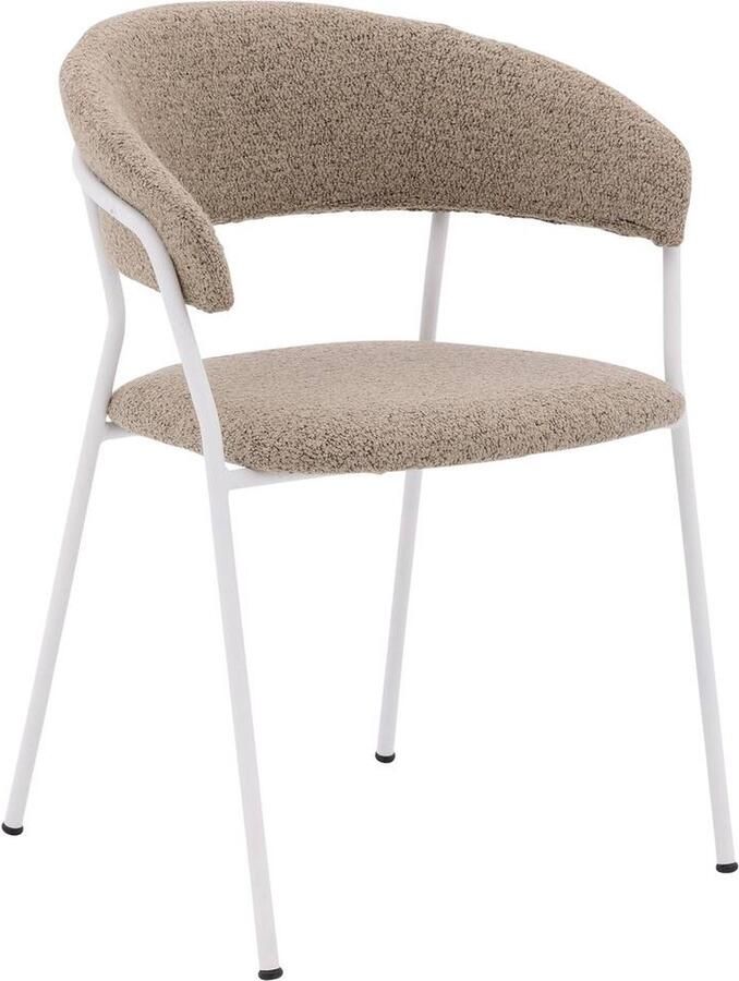 Goossens Eetkamerstoel Ce Met Armleuning Teddy Stof Wit