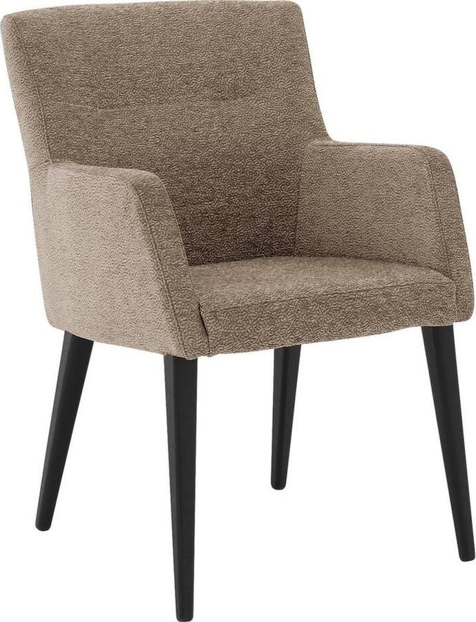 Goossens Eetkamerstoel Correct bruin stof met armleuning stijlvol landelijk