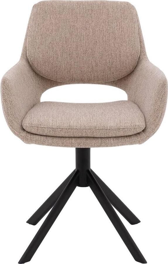 Goossens Eetkamerstoel Daisy Met Armleuning Stof Beige - Foto 2