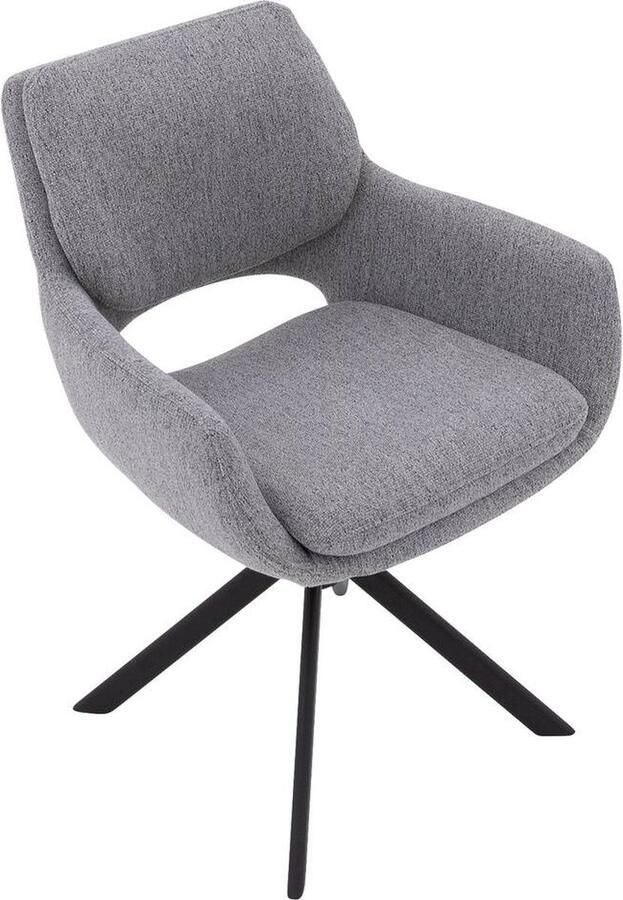 Goossens Eetkamerstoel Daisy Met Armleuning Stof Grijs