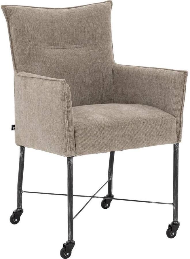 Goossens Eetkamerstoel Erik Met Armleuning Stof Bruin