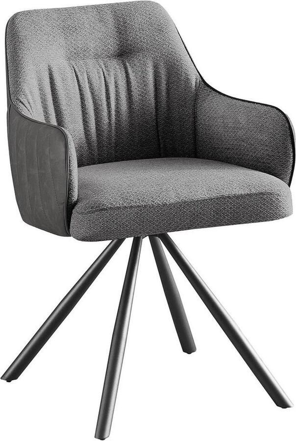Goossens Eetkamerstoel Hanna Met Armleuning Stof Grijs