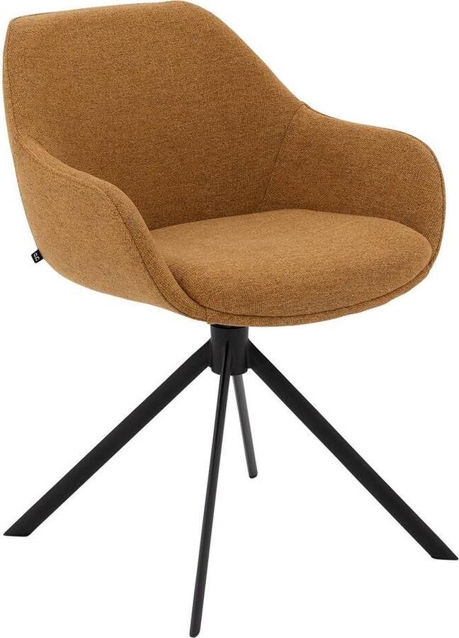 Goossens Eetkamerstoel Harper Met Armleuning Stof Geel