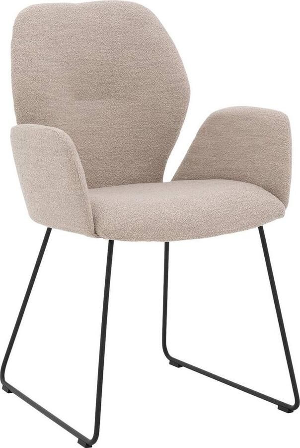 Goossens Eetkamerstoel Hera Met Armleuning Stof Beige Spinpoot rechte poot 360gr draaibaar returnfunctie - Foto 2