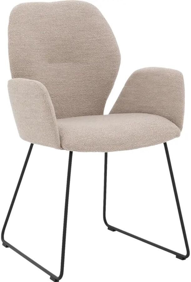 Goossens Eetkamerstoel Hera Met Armleuning Stof Beige Spinpoot rechte poot 360gr draaibaar returnfunctie - Foto 3