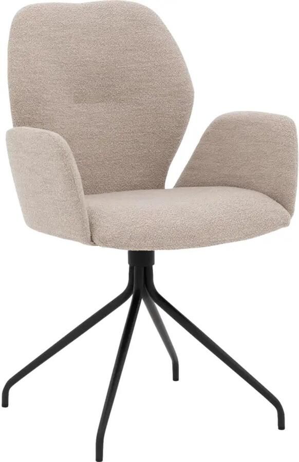 Goossens Eetkamerstoel Hera Met Armleuning Stof Beige Spinpoot rechte poot 360gr draaibaar returnfunctie - Foto 7