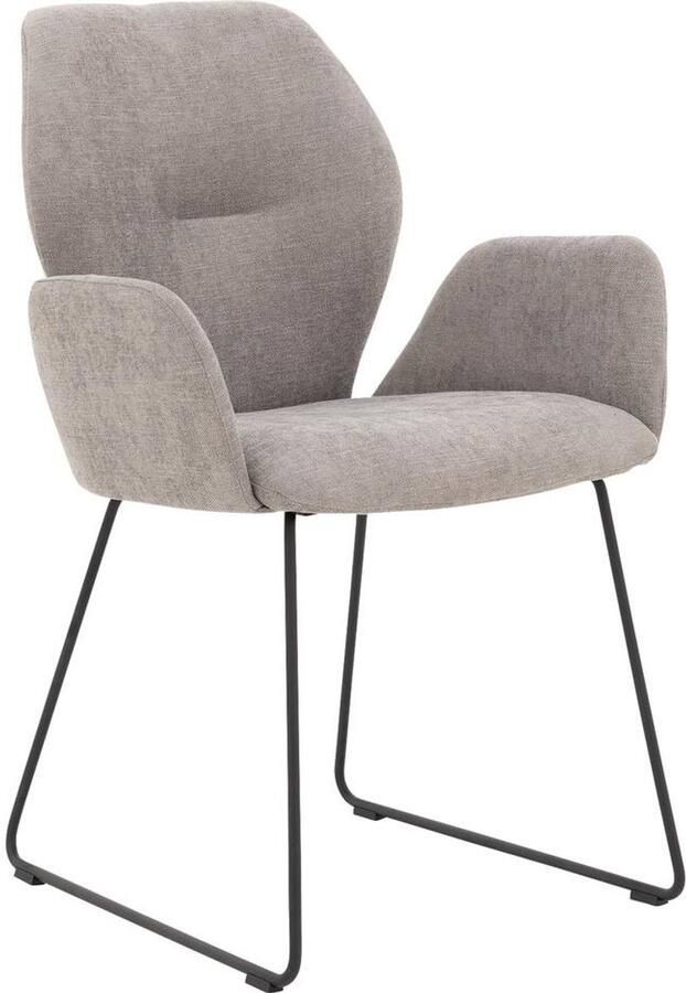 Goossens Eetkamerstoel Hera Met Armleuning Stof Grijs Spinpoot rechte poot 360gr draaibaar returnfunctie