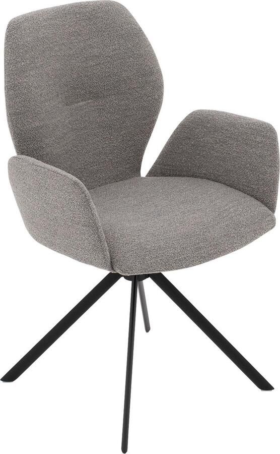 Goossens Eetkamerstoel Hera Met Armleuning Stof Grijs Spinpoot rechte poot 360gr draaibaar returnfunctie - Foto 4
