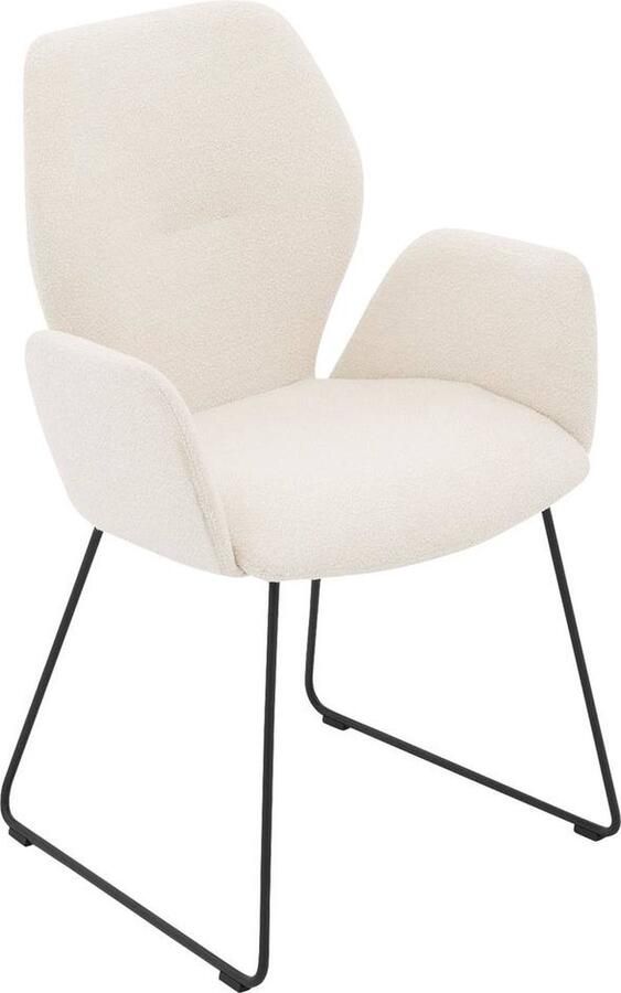 Goossens Eetkamerstoel Hera Met Armleuning Stof Beige Spinpoot rechte poot 360gr draaibaar returnfunctie - Foto 3