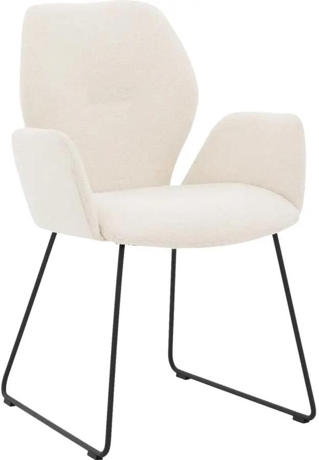 Goossens Eetkamerstoel Hera Met Armleuning Stof Beige Spinpoot rechte poot 360gr draaibaar returnfunctie - Foto 2