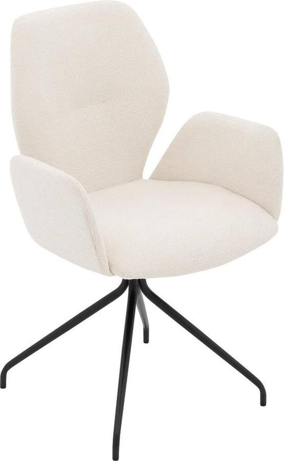 Goossens Eetkamerstoel Hera Met Armleuning Stof Beige Spinpoot rechte poot 360gr draaibaar returnfunctie - Foto 4