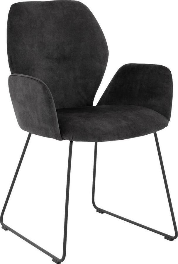 Goossens Eetkamerstoel Hera Met Armleuning Velvet Grijs Spinpoot rechte poot 360gr draaibaar returnfunctie - Foto 2