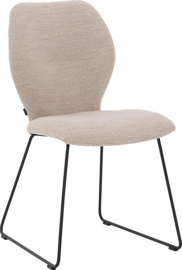 Goossens Eetkamerstoel Hera Zonder Armleuning Stof Beige Spinpoot rechte poot 360gr draaibaar returnfunctie