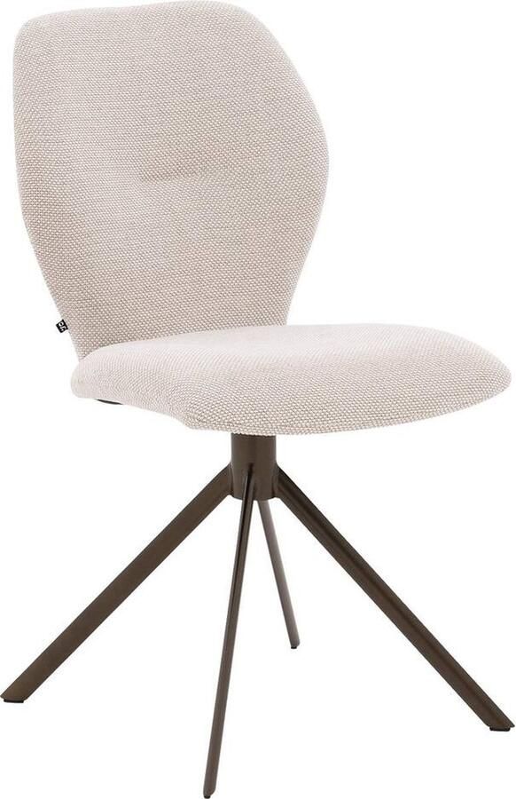 Goossens Eetkamerstoel Hera Zonder Armleuning Stof Beige Spinpoot rechte poot 360gr draaibaar returnfunctie