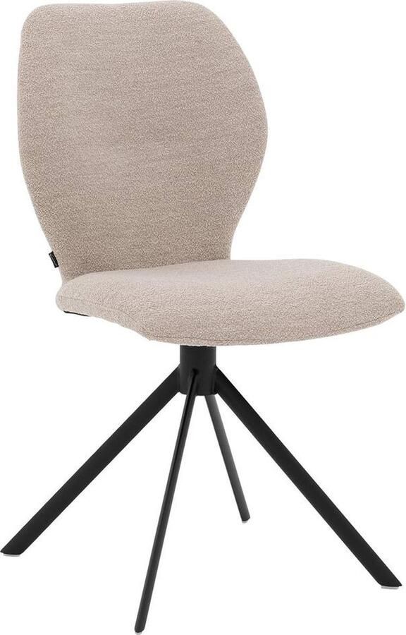 Goossens Eetkamerstoel Hera Zonder Armleuning Stof Beige Spinpoot rechte poot 360gr draaibaar returnfunctie - Foto 3