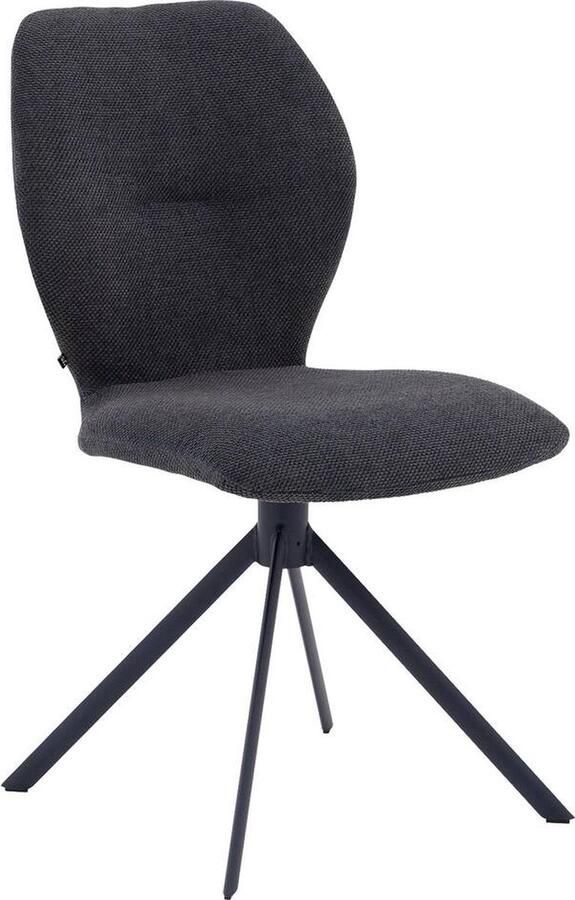 Goossens Eetkamerstoel Hera Zonder Armleuning Stof Blauw Spinpoot rechte poot 360gr draaibaar returnfunctie
