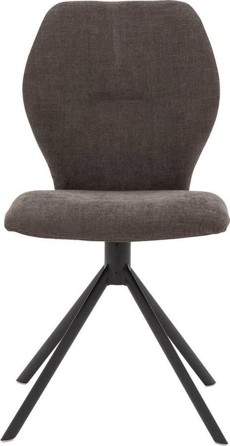 Goossens Eetkamerstoel Hera Zonder Armleuning Stof Bruin Spinpoot rechte poot 360gr draaibaar returnfunctie