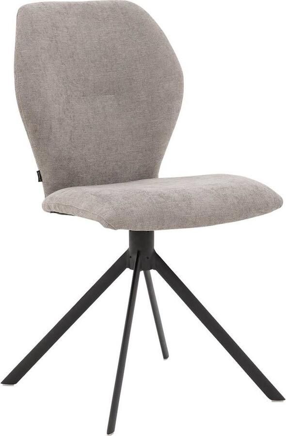 Goossens Eetkamerstoel Hera Zonder Armleuning Stof Grijs Spinpoot rechte poot 360gr draaibaar returnfunctie