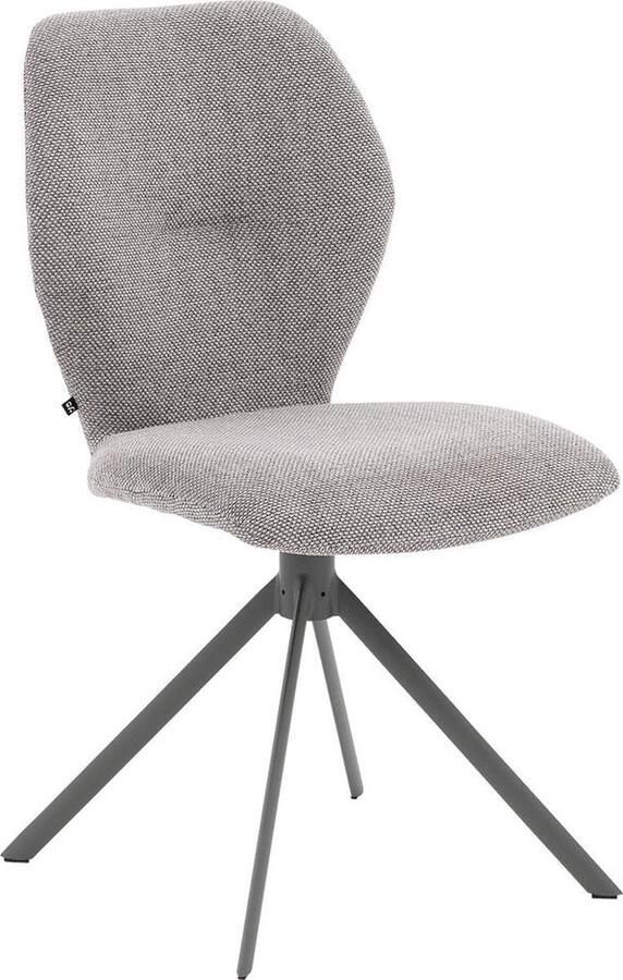 Goossens Eetkamerstoel Hera Zonder Armleuning Stof Grijs Spinpoot rechte poot 360gr draaibaar returnfunctie