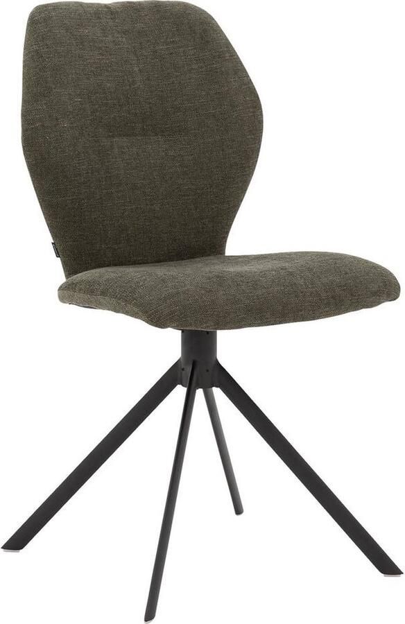 Goossens Eetkamerstoel Hera Zonder Armleuning Stof Groen Spinpoot rechte poot 360gr draaibaar returnfunctie