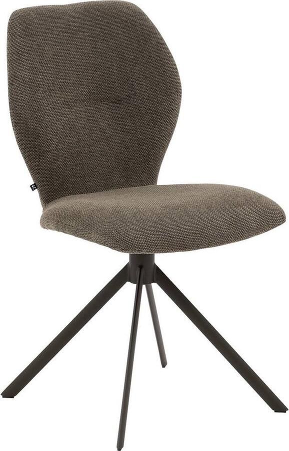 Goossens Eetkamerstoel Hera Zonder Armleuning Stof Groen Spinpoot rechte poot 360gr draaibaar returnfunctie