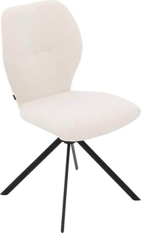 Goossens Eetkamerstoel Hera Zonder Armleuning Stof Beige Spinpoot rechte poot 360gr draaibaar returnfunctie - Foto 4