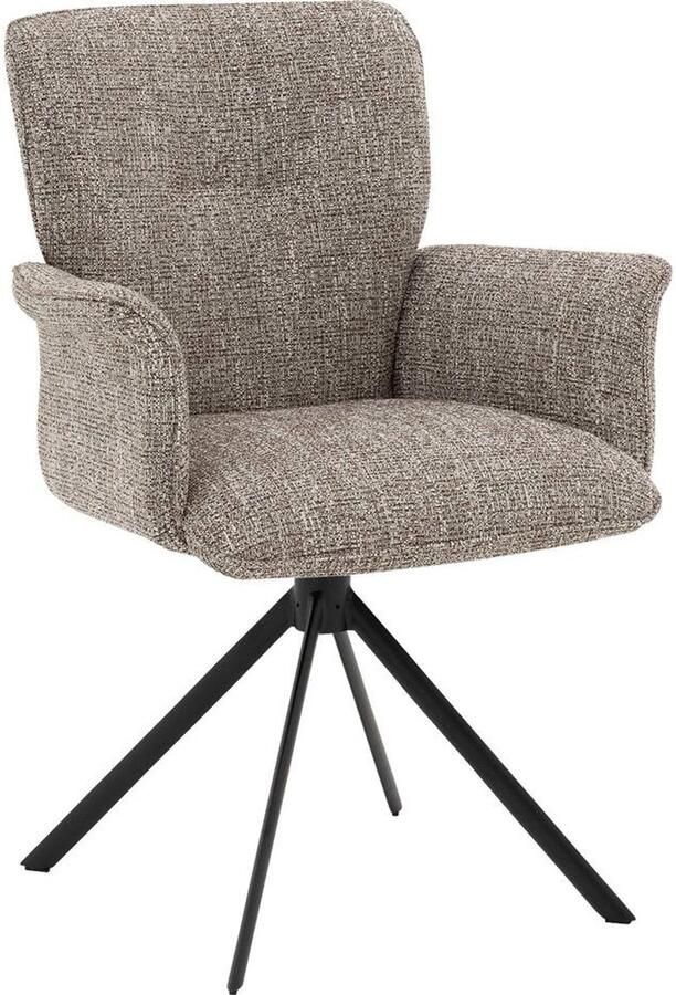 Goossens Eetkamerstoel Hermes Met Armleuning Stof Bruin