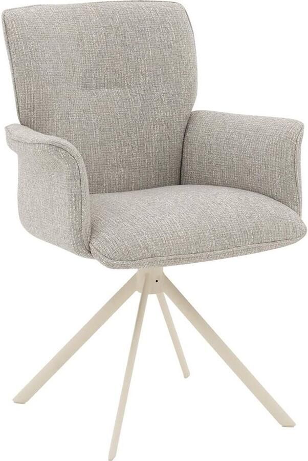 Goossens Eetkamerstoel Hermes Met Armleuning Stof Grijs